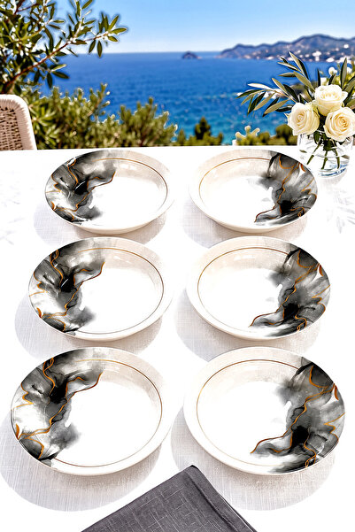 ers erbaşlar DOĞAL TAŞ Lüx Seramik 6 Kişilik Yemek Seti (20 cm)