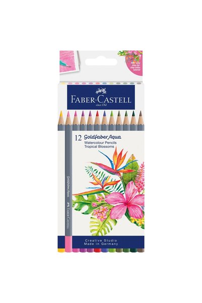 Faber Castell Aquarelle Colored Pencils 12 Colors Goldfaber Tropical Collecti...