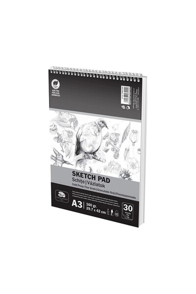 PIGNA Bloc de desen spiralat A3 pentru schițe 160g 30 de coli