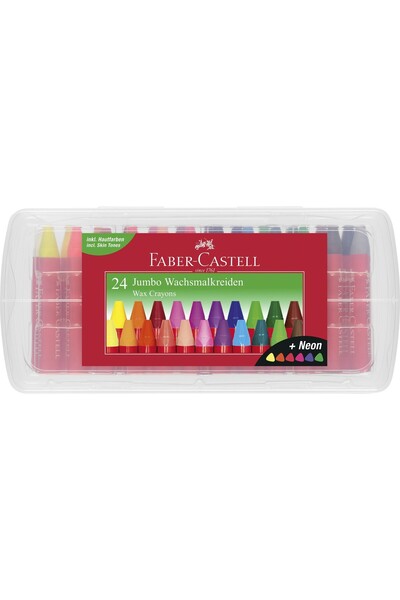 Faber Castell 24 JUMBO WAX CRAYONS IN A PLASTIC BOX FABER-CASTELL