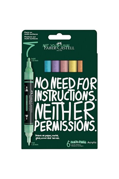 Faber Castell Blister cu 6 markere acrilice Multimark în culori pastelate de ...