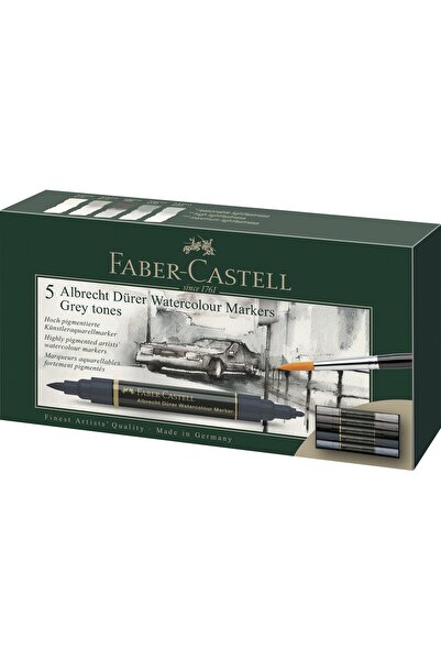 Faber Castell SET OF 5 SOLUBLE MARKERS IN SHADES OF GREY A.DURER FABER-CASTELL