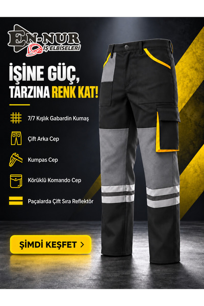 EN-NUR İŞ ELBİSELERİ 7/7 Teknik – Körük Cepli Profesyonel İş Pantolonu
