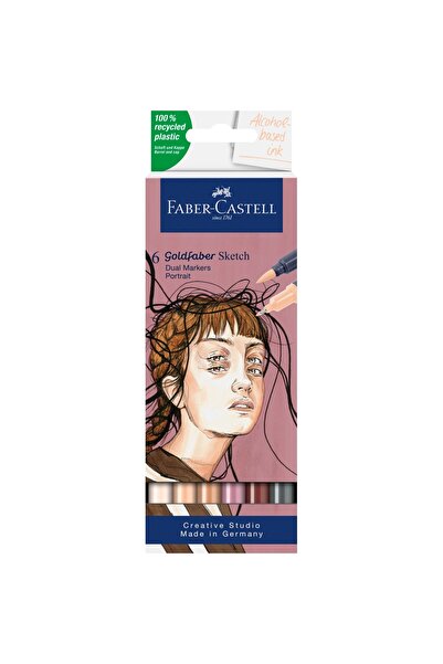 Faber Castell Μαρκαδόρος Σκίτσου με 2 Μύτες, Σετ 6 τεμαχίων, Πορτρέτο, GOLDFA...