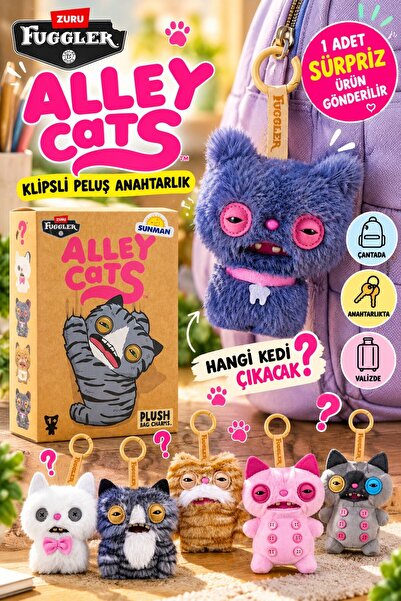 TOYFEST Fuggler Alley Cats Klipsli Peluş Anahtarlık Sürpriz Paket - 1 Adet
