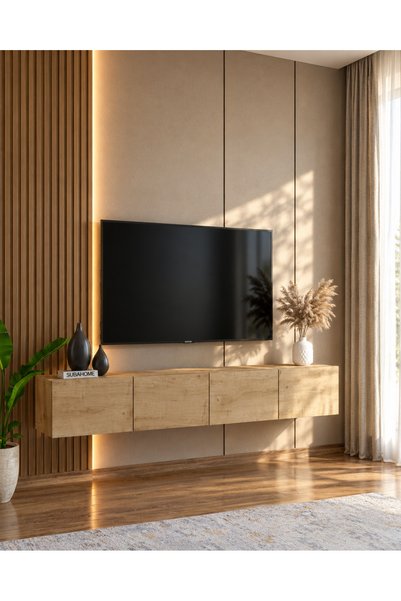 subahome Duvara Monte Modern Minimalist Safirmeşe Tv Ünitesi Mdf 160 cm