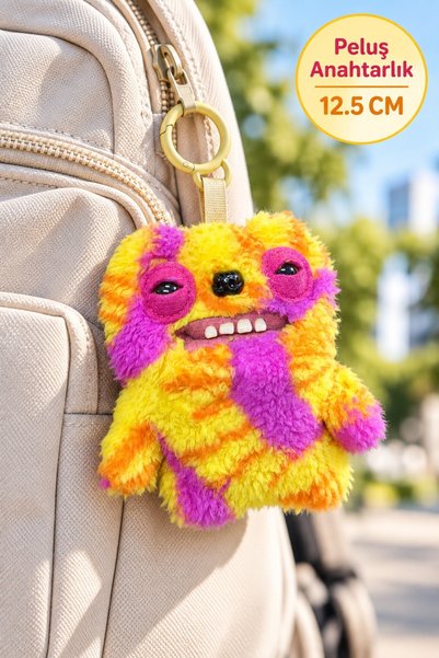 TOYFEST Plush Bag Clip Mini Series 6 Yellow Pink Orange Furry - 12.5 cm