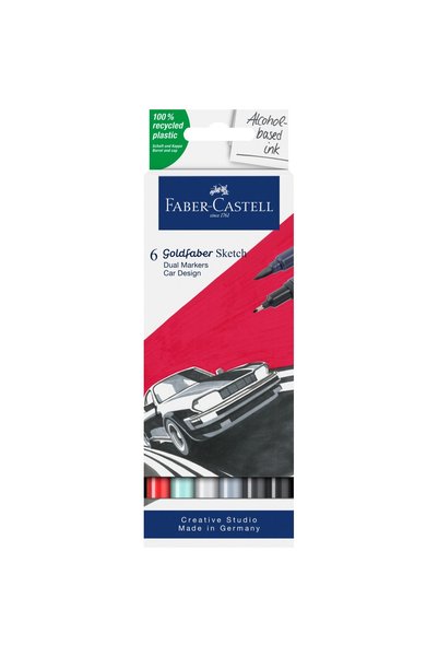 Faber Castell Set de 6 markere Gofa Sketch Markör pentru design auto, cu vârf...