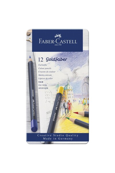 Faber Castell 12 ΧΡΩΜΑΤΙΣΤΑ ΜΟΛΥΒΙΑ ΧΡΩΜΑΤΟΣ GOLDFABER ΜΕΤΑΛΛΙΚΗ ΘΗΚΗ FABER-C...