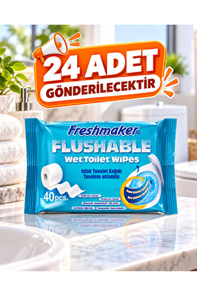 Freshmaker 40'lı Tuvalete Atılabilir Islak Havlu Mendil x24