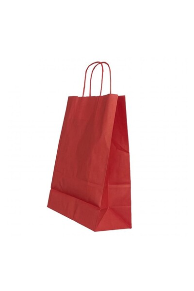 OEM Pungă de hârtie cu mâner răsucit 32 x 12 x 41 CM Roșu/Alb PAPIROTI