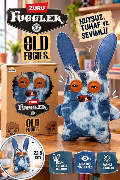 TOYFEST Fuggler Old Fogies Rabid Rabbit Blue Brown Plush Toy - 22.5 cm