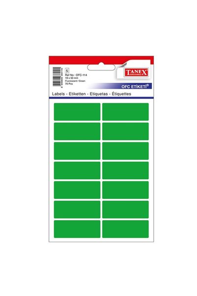 Tanex LABELS 19*50MM ROUNDED CORNERS GREEN 70/SET