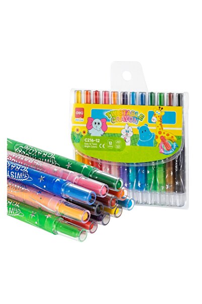 Deli RETRACTABLE WAX CRAYONS 12 COLORS
