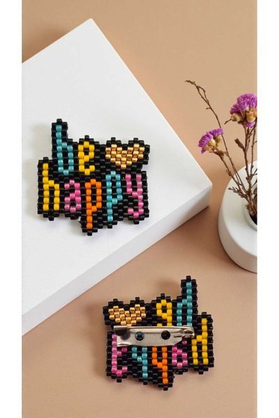 SEARD Miyuki Boncuk El Yapımı Be Happy Broş - Yaka İğnesi