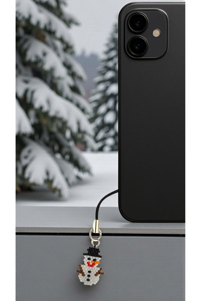 SEARD Miyuki Bead Handmade Snowman Phone Charm - Charm 1