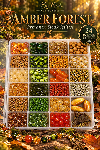 By MO Accessories Σετ κατασκευής κοσμημάτων με 24 χάντρες Amber Forest – Κιτ ...