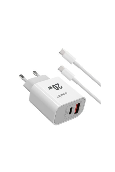 lemontti Σετ Φορτιστή Δικτύου Γρήγορης Φόρτισης 20W, 1 x PD Type-C + 1 x USB-...