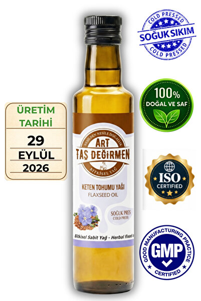 Art Taş Değirmen %100 Saf, Doğal Keten Tohumu Yağı 250 ml Soğuk Sıkım (HEDİYE...