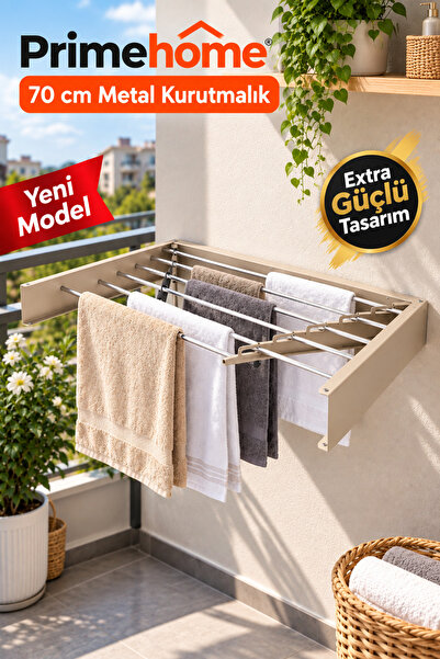primehome Duvara Monte Katlanabilir Çamaşır ve Havlu Kurutmalık Alüminyum Ask...