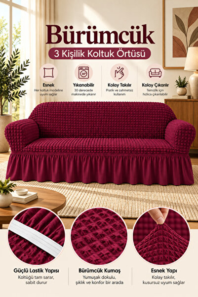 elgeyar Bürümcük Koltuk, Kanepe, Çekyat Örtüsü, Koltuk Kılıfı 3lü