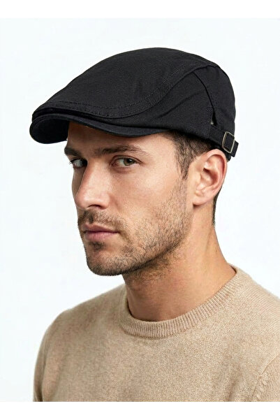 STELLA VESTİNO Premium Denim British Style Flat Cap - Adjustable Side Buckle ...