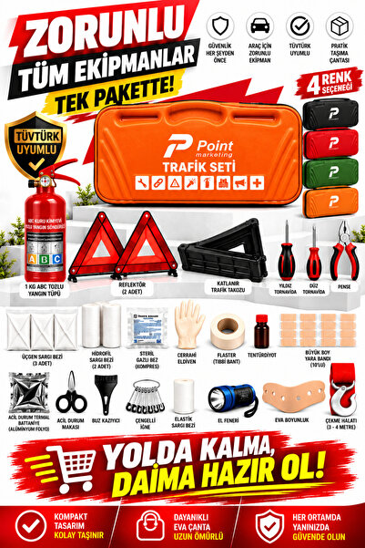 point marketing Eva Çantalı Profesyonel Trafik Seti 1 KG Yangın Tüplü TÜVTÜRK...
