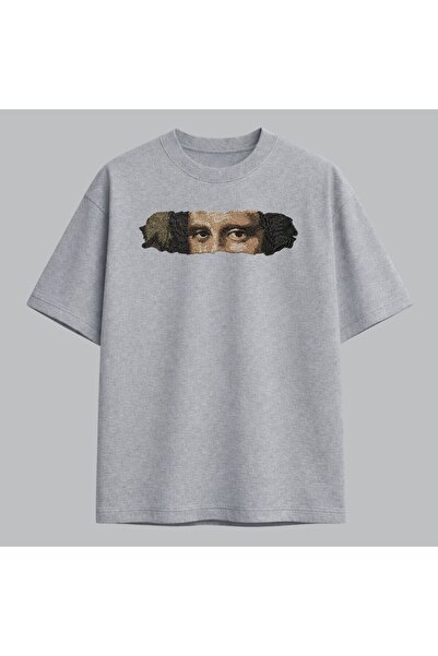 KEYFHOME Tricou brodat Mona Lisa Eyes Art, unisex, 100% bumbac
