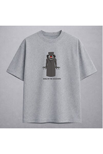 KEYFHOME Tricou unisex cu broderie Smile In The Shadows Korku Karakteri, 100%...