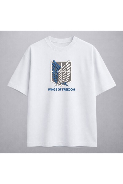 KEYFHOME Wings of Freedom Attack on Titan Anime Μπλουζάκι με Κέντημα Unisex 1...