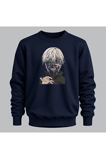 KEYFHOME Ken Kaneki Tokyo Ghoul Anime Embroidered Crew Neck Sweatshirt Unisex