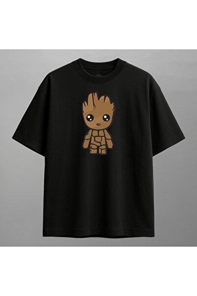 KEYFHOME Tricou unisex cu broderie Baby Groot I Am Groot 100% bumbac