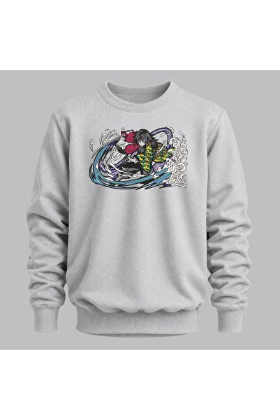 KEYFHOME Giyu Tomioka Demon Slayer Anime Hanorac cu gât de ciclism brodat unisex