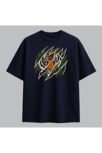 KEYFHOME Wild Instinct Tiger Claw Embroidered T-Shirt Unisex 100% Cotton