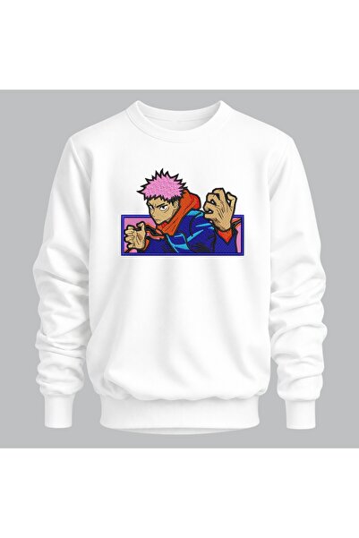 KEYFHOME Yuji Itadori Jujutsu Kaisen Anime Embroidered Crew Neck Sweatshirt U...