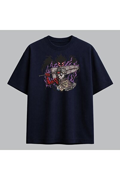 KEYFHOME Μπλουζάκι Asta Black Clover Anime με κέντημα Unisex 100% Βαμβάκι
