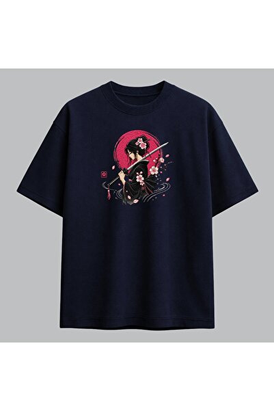 KEYFHOME Samurai Woman και Sakura Japanese Art Κεντημένο T-shirt Unisex 100% ...