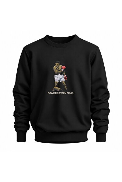 KEYFHOME Φούτερ Unisex με Κεντημένο Μποξ και Λαιμόκοψη Ποδηλάτου - Δύναμη σε ...
