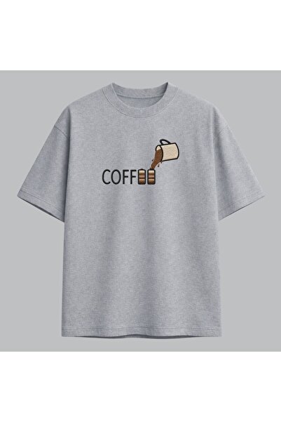 KEYFHOME Tricou unisex cu broderie tematică Kahve, încărcare de cafea, 100% b...