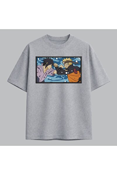 KEYFHOME Naruto and Sasuke Anime Κεντημένο T-Shirt Unisex 100% Βαμβάκι