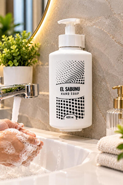 Hyd 1 Adet Özel Kilitli Modern Duvara Asma Aparatlı 400 ml El Sabunu Etiketli...