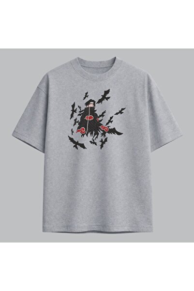 KEYFHOME Itachi Uchiha Kuzgun Naruto Anime Embroidered T-Shirt Unisex 100% Co...