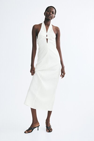 H&M Halter Yaka Keten Elbise