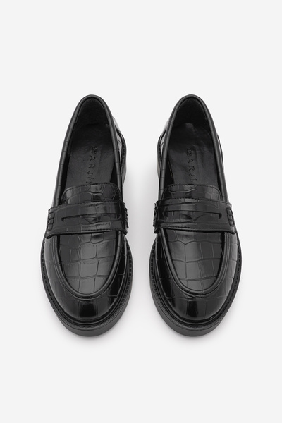 Marjin Women's Loafer Daily Classic Shoes Casual Moccasin Fonle Black Croco