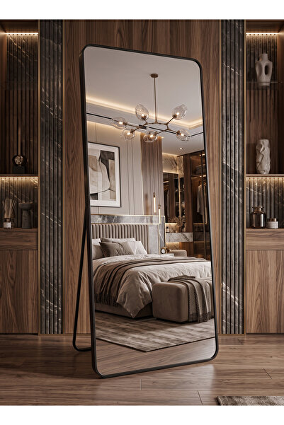 Taimi مرآة كبيرة بتصميم فاخر 160×50 سم - مرآة بطول كامل مع إطار معدني أسود وح...