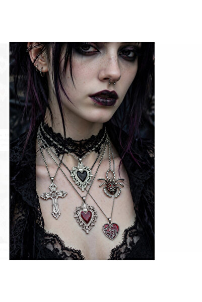 zerzembe 5 adet Grunge gotik takı seti Punk kolye kolye ucu için gotik Goth k...