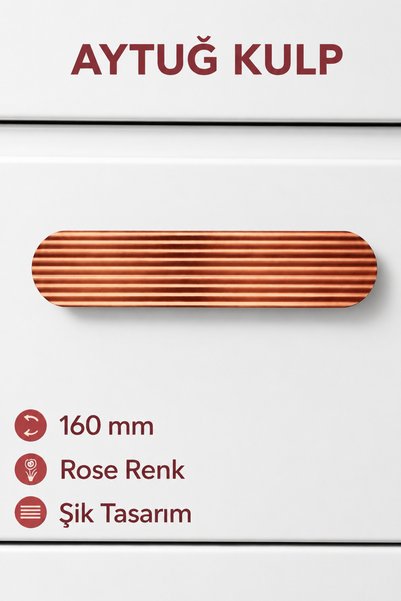 Badem10 Aytuğ Geniş T Çizgili Oval Rose Çekmece Kulp 160 mm Modern Şık Tasarı...