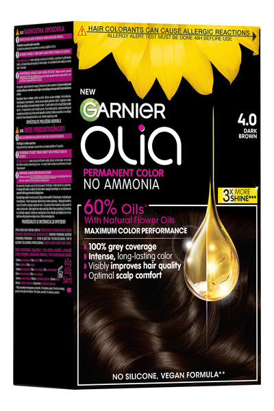 Garnier Vopsea de par permanenta fara amoniac Garnier Olia 4.0 Dark Brown, 17...