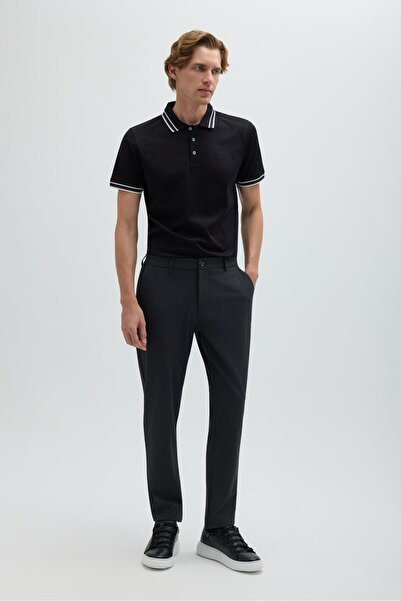 Sabri Özel Antrasit Yanı Lastikli Köprülü Kemerli Slim Fit Jogger Pantolon