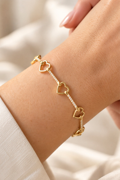 Elika Silver Gold Plated Jeweler's Craftsmanship Elegant Bracelet with Zircon...